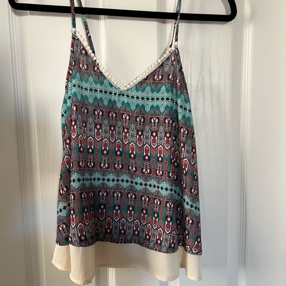 Patterned Sleeveless Top & Pant Set- Top Multicolor